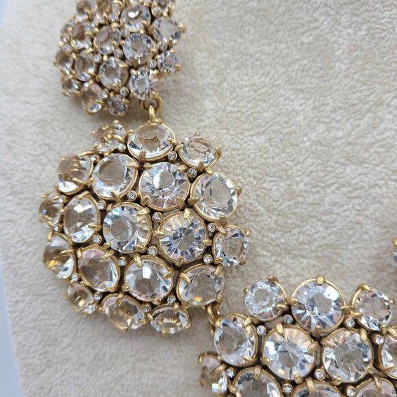 J Crew Clear Crystal Domed Five Cluster Statement Necklace - Picture 9 of 12